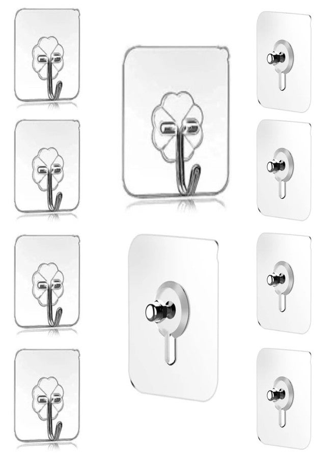 Natkam Self-Adhesive Wall Hooks - Assorted Pack Screw Model/Flower Model, No Drilling Required for Hanging Photo Frames, Clock, Calendars.(Assorted Pack of 10) - Image 1